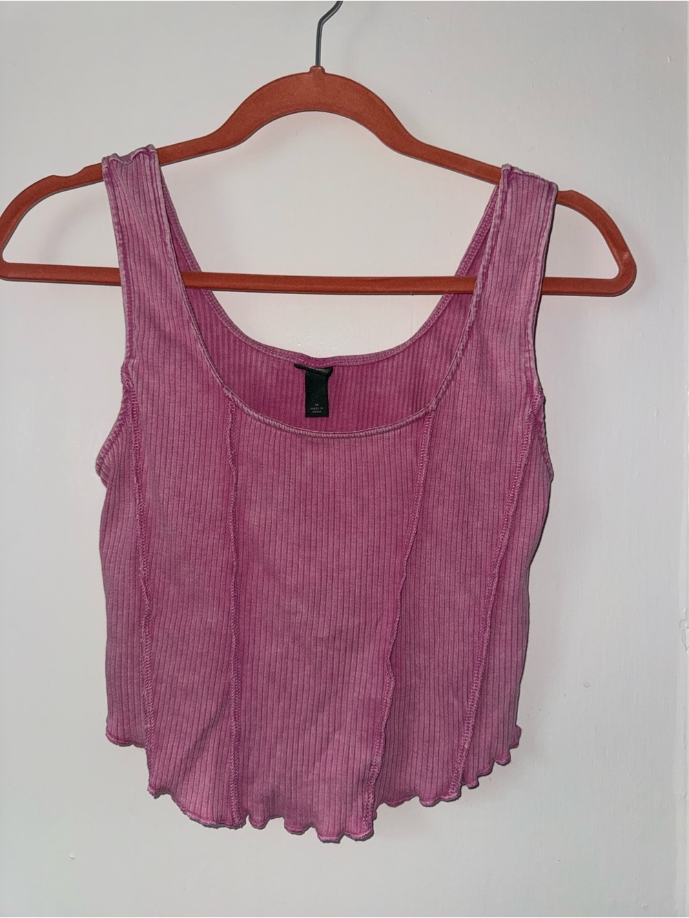 a new day Dusty Mauve Ribbed Scoop cropped Tank